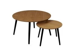 SISKA - Duo De Tables Gigognes Bois Piètement Métal Noir
