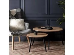 SISKA - Duo De Tables Gigognes Bois Piètement Métal Noir -Vous savez quand c'est un magasin de meubles. table basse 9172439