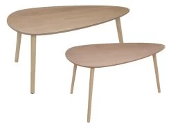 Lot De 2 Tables à Café Gigogne En Bois Clair Et Pieds Bois Naturel