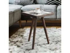 Table D'appoint Carrée Götene Trépied 45 X 32 X 32 Cm Effet Bois Foncé / à Motifs [en.casa]