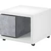 Table D'appoint Avec Tiroir Collection BERGAME. 70x70cm. Coloris Blanc Et Gris. -Vous savez quand c'est un magasin de meubles. table basse 9456627