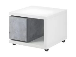 Table D'appoint Avec Tiroir Collection BERGAME. 70x70cm. Coloris Blanc Et Gris.