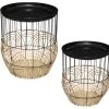 Lot De 2 Tables D'appoint Gigognes En Métal Noir Et Rotin -Vous savez quand c'est un magasin de meubles. table basse 9457911