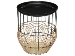 Lot De 2 Tables D'appoint Gigognes En Métal Noir Et Rotin -Vous savez quand c'est un magasin de meubles. table basse 9457915