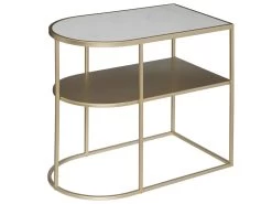 Table à Café En Métal Doré Et Marbre 52 X H 45 Cm