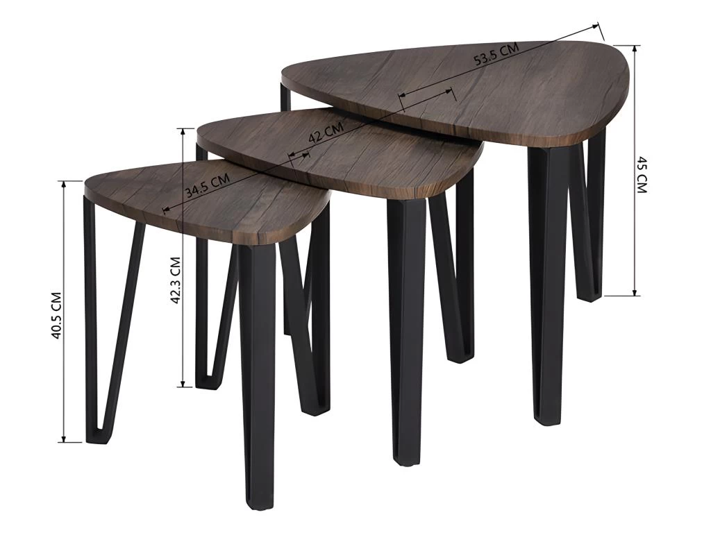 Ensemble De 3 Tables Gigognes Au Style Industriel Noir Et Bois KAUWHATA MDF HM 7 Ensemble De 3 Tables Gigognes Au Style Industriel Noir Et Bois KAUWHATA MDF HM – Image 5