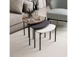 Set De 3 Tables D'appoint Glamsbjerg Gigognes Triangulaires Blanc / Anthracite / Effet Chêne [en.casa] -Vous savez quand c'est un magasin de meubles. table basse 9513717