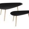 Lot De 2 Tables Basses Gigogne En Bois Noir Et Pieds En Bois D'Hévéa
