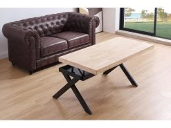 Table Basse Relevable En Bois Et Métal Coloris Chêne Nordique Noir - Longueur 120 X Profondeur 66 X Hauteur 47-62 Cm -Vous savez quand c'est un magasin de meubles. table basse 9830497