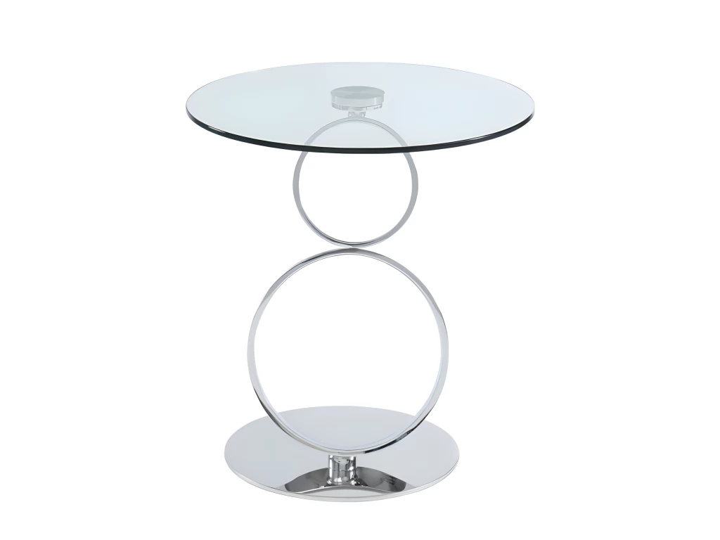 Table D'appoint JOLINE - Verre Trempé Transparent & Pied Acier 4 Table D'appoint JOLINE - Verre Trempé Transparent & Pied Acier – Image 2