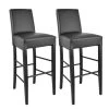 TONY - Lot De 2 Tabourets Laqués Noir Et Assise Simili Noir