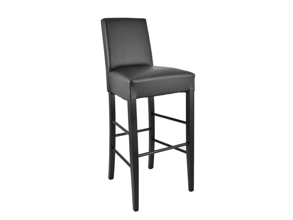 TONY - Lot De 2 Tabourets Laqués Noir Et Assise Simili Noir 4 TONY - Lot De 2 Tabourets Laqués Noir Et Assise Simili Noir – Image 2