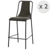 HARLEM - Chaises De Bar Industrielle Microfibre Vintage Marron Foncé Pieds Métal Noir (x2) -Vous savez quand c'est un magasin de meubles. tabouret de bar 10443661