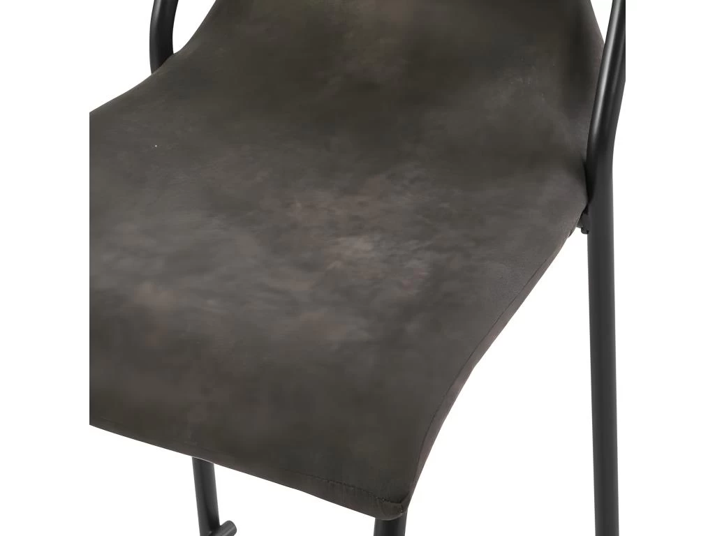 HARLEM - Chaises De Bar Industrielle Microfibre Vintage Marron Foncé Pieds Métal Noir (x2) 6 HARLEM - Chaises De Bar Industrielle Microfibre Vintage Marron Foncé Pieds Métal Noir (x2) – Image 4