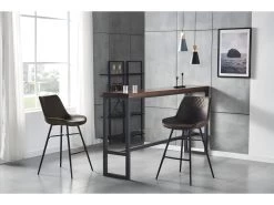 QUEENS - Chaises De Bar Industrielle Microfibre Vintage Marron Foncé Pieds Métal Noir (x4) -Vous savez quand c'est un magasin de meubles. tabouret de bar 10444201