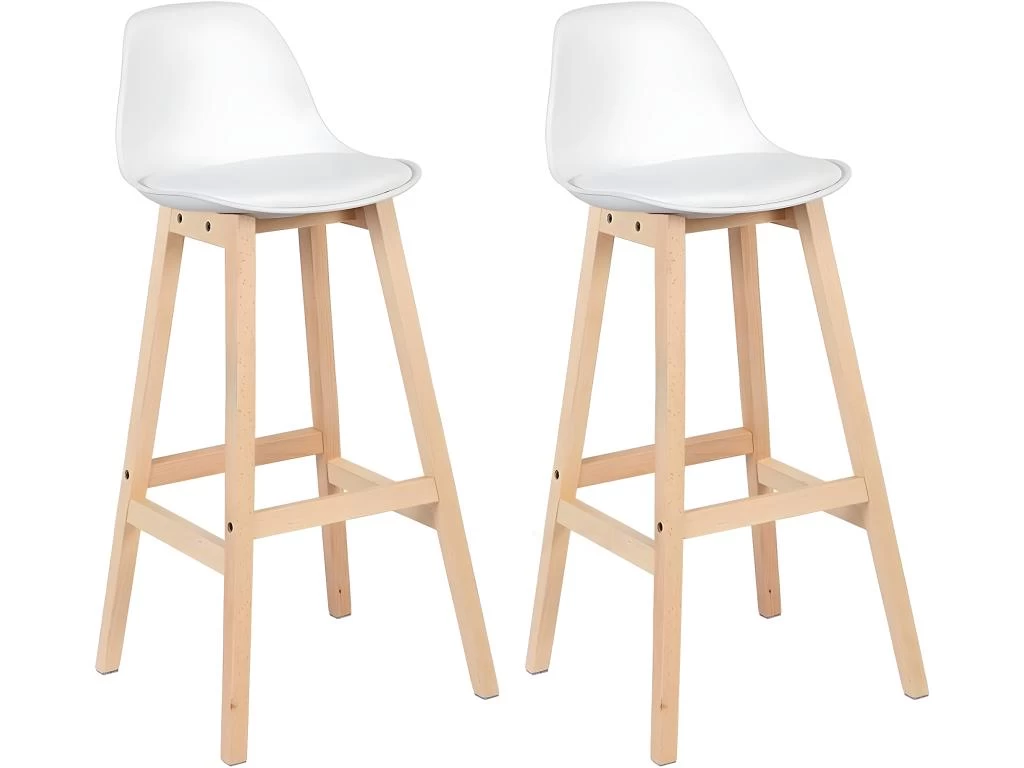 Ensemble De 2 Chaises De Comptoir De Cuisine De Petit-déjeuner Tabourets De Bar Blanc 19_0000591 3 Ensemble De 2 Chaises De Comptoir De Cuisine De Petit-déjeuner Tabourets De Bar Blanc 19_0000591