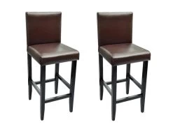 Lot De Deux Tabourets De Bar Design Chaise Siège Cuir Synthétique Marron 1202096