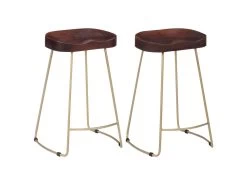 Lot De Deux Tabourets De Bar Design Chaise Siège Bois De Manguier Solide 1202121