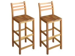 Lot De Deux Tabourets De Bar Design Chaise Siège Bois Massif D'acacia 1202053