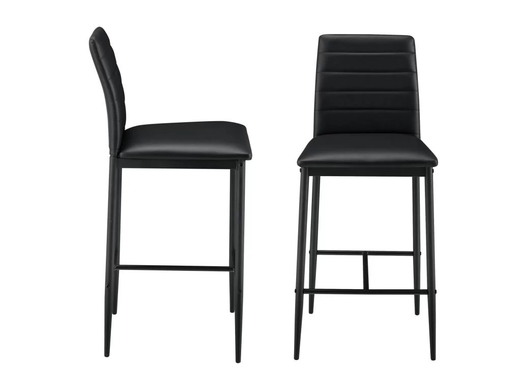 Lot De 2 Tabourets De Bar Chaises Avec Pieds En Acier Assise Synthétique Et Hauteur D'assise 66 Cm Noir 03_0005787 3 Lot De 2 Tabourets De Bar Chaises Avec Pieds En Acier Assise Synthétique Et Hauteur D'assise 66 Cm Noir 03_0005787