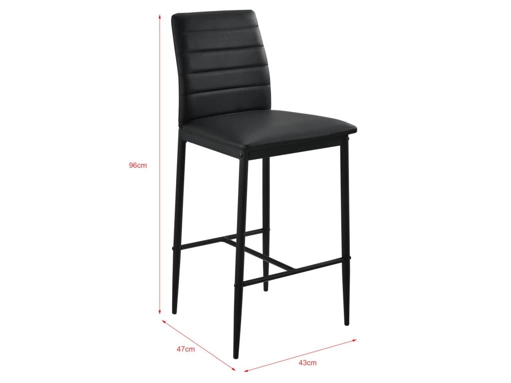Lot De 2 Tabourets De Bar Chaises Avec Pieds En Acier Assise Synthétique Et Hauteur D'assise 66 Cm Noir 03_0005787 4 Lot De 2 Tabourets De Bar Chaises Avec Pieds En Acier Assise Synthétique Et Hauteur D'assise 66 Cm Noir 03_0005787 – Image 2