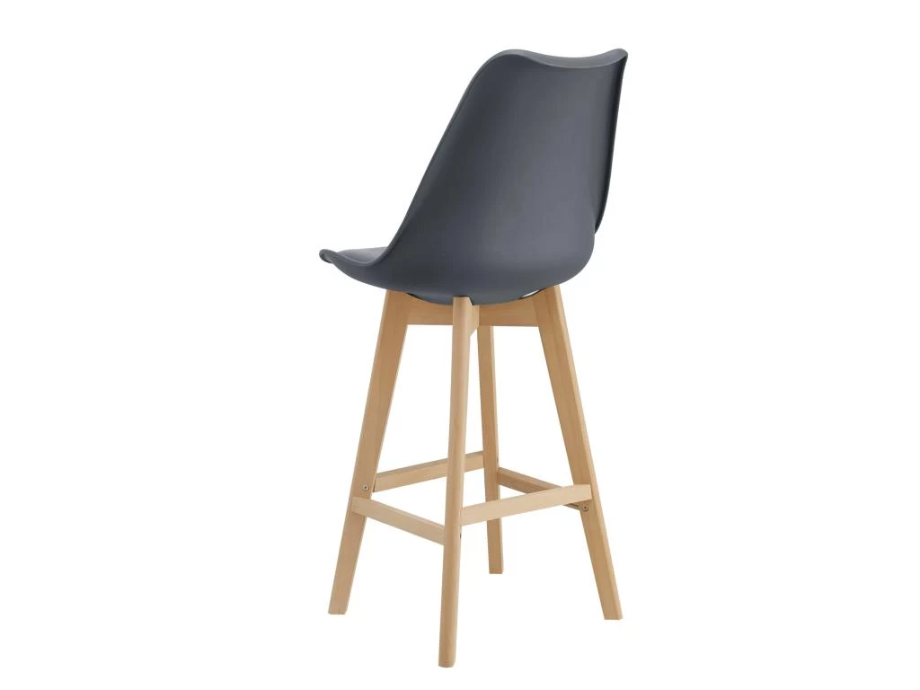 Lot De 2 Tabourets De Bar Siège Avec Dossier Et Repose-pied Rembourré Plastique Synthétique Hêtre 105 Cm Gris 03_0002779 6 Lot De 2 Tabourets De Bar Siège Avec Dossier Et Repose-pied Rembourré Plastique Synthétique Hêtre 105 Cm Gris 03_0002779 – Image 4