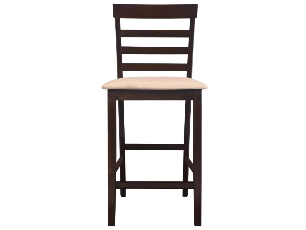 Lot De Deux Tabourets De Bar Design Chaise Siège Bois Marron Et Beige 1202076 4 Lot De Deux Tabourets De Bar Design Chaise Siège Bois Marron Et Beige 1202076 – Image 2