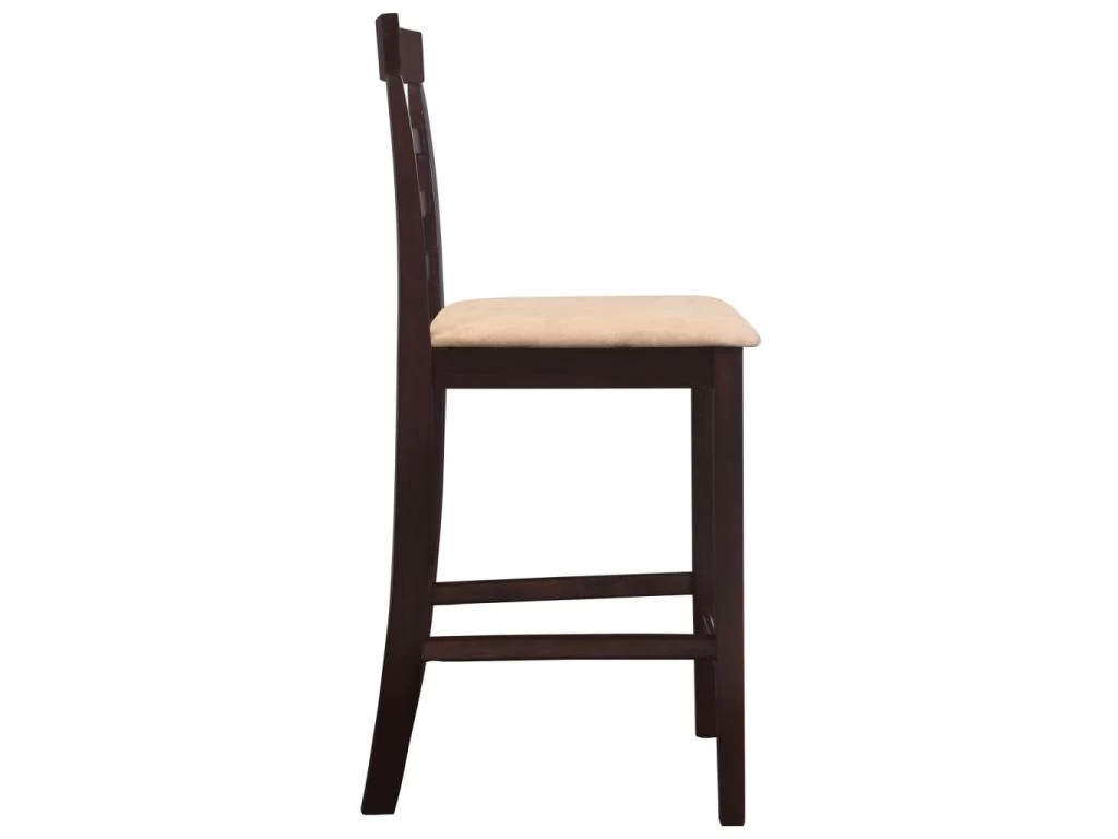 Lot De Deux Tabourets De Bar Design Chaise Siège Bois Marron Et Beige 1202076 5 Lot De Deux Tabourets De Bar Design Chaise Siège Bois Marron Et Beige 1202076 – Image 3