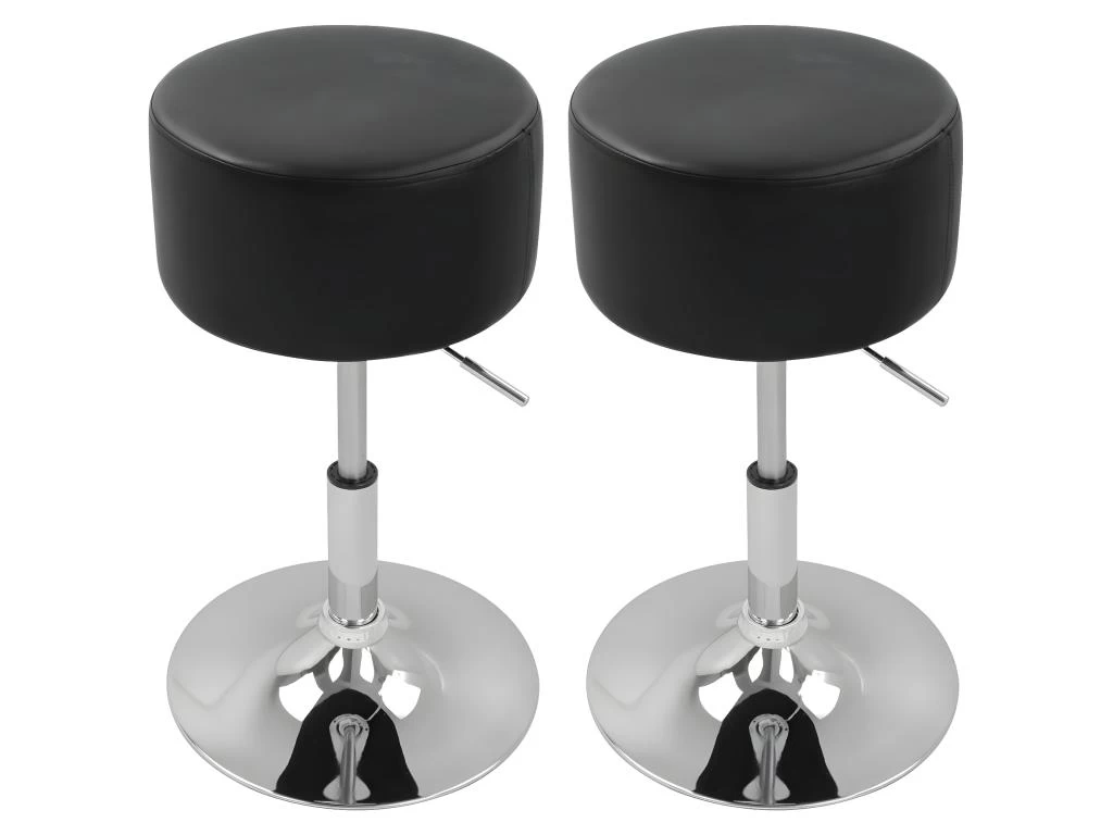 Lot De 2 Tabourets De Bar Réglables En Hauteur Noir 19_0000455 3 Lot De 2 Tabourets De Bar Réglables En Hauteur Noir 19_0000455