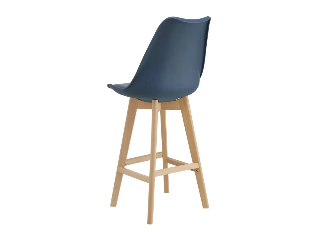 Lot De 2 Tabourets De Bar Siège Avec Dossier Et Repose-pied Rembourré Synthétique Hêtre 105 Cm Bleu 03_0002778 6 Lot De 2 Tabourets De Bar Siège Avec Dossier Et Repose-pied Rembourré Synthétique Hêtre 105 Cm Bleu 03_0002778 – Image 4