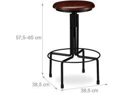Tabouret De Bar Industriel Chaise Ronde Hauteur Réglable Jusqu à 65 Cm Noir Marron Fer Bois 13_0002768 -Vous savez quand c'est un magasin de meubles. tabouret de bar 10446563
