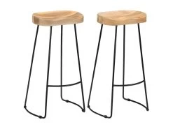 Lot De Deux Tabourets De Bar Design Chaise Siège Bois De Manguier Massif 1202071