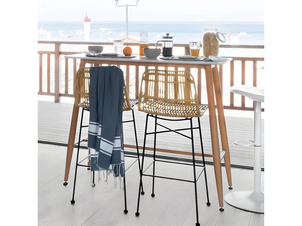 Tabouret Haut Kubu Rotin Métal Atmosphera - Naturel Clair 5 Tabouret Haut Kubu Rotin Métal Atmosphera - Naturel Clair – Image 3