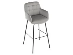 Lot De 2 Tabourets De Bar En Velours Et Métal - Gris - PEGA De Pascal MORABITO -Vous savez quand c'est un magasin de meubles. tabouret de bar 1319281