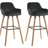 Lot De 2 Tabourets De Bar En Velours Et Pieds Bois De Hêtre - Noir - ELEANA 1 Lot De 2 Tabourets De Bar En Velours Et Pieds Bois De Hêtre - Noir - ELEANA -Vous savez quand c'est un magasin de meubles. tabouret de bar 1817533