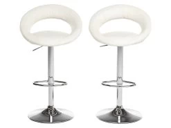 Lot De 2 Tabourets De Bar JEFF - Cuir Blanc