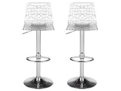 Lot De 2 Tabourets De Bar CLARK - Polycarbonate - Cristal