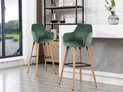 Tabouret De Bar En Velours Et Pieds Bois De Hêtre - Vert Foncé - ELEANA 7 Tabouret De Bar En Velours Et Pieds Bois De Hêtre - Vert Foncé - ELEANA -Vous savez quand c'est un magasin de meubles. tabouret de bar 2764665