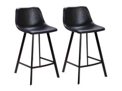 Lot De 2 Tabourets De Bar MADERE - Simili - Noir