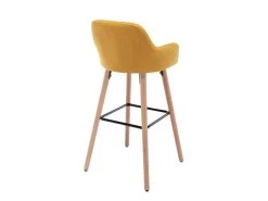 Tabouret De Bar En Tissu Et Pieds Bois De Hêtre - Jaune - ELEANA -Vous savez quand c'est un magasin de meubles. tabouret de bar 4006333