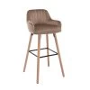 Tabouret De Bar En Velours Et Pieds Bois De Hêtre - Beige - ELEANA -Vous savez quand c'est un magasin de meubles. tabouret de bar 4006341