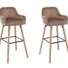 Lot De 2 Tabourets De Bar En Velours Et Pieds Bois De Hêtre - Beige - ELEANA -Vous savez quand c'est un magasin de meubles. tabouret de bar 4006357