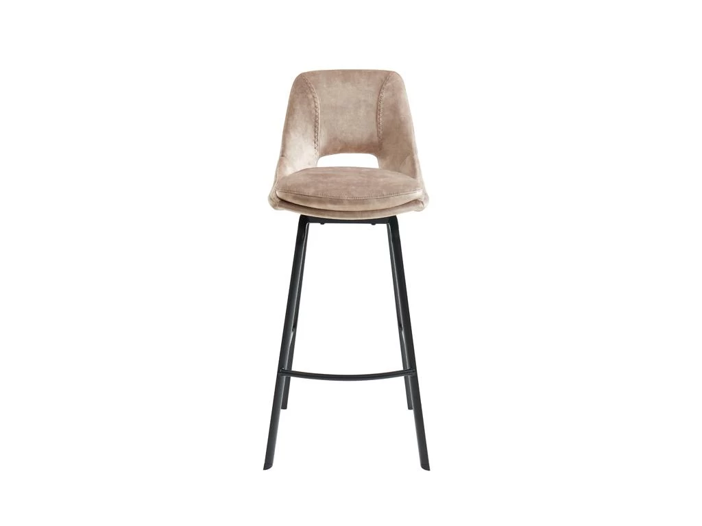 Lot De 2 Tabourets De Bar - Velours Et Métal - Beige - KELINE 5 Lot De 2 Tabourets De Bar - Velours Et Métal - Beige - KELINE – Image 3