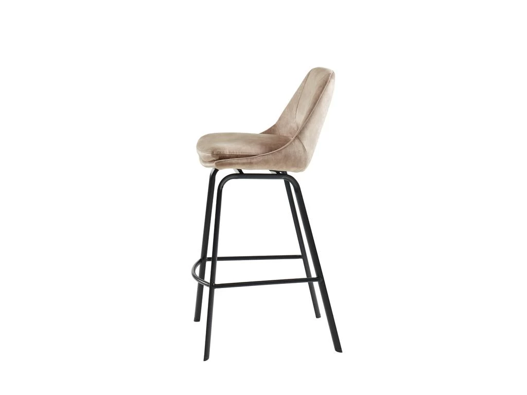 Lot De 2 Tabourets De Bar - Velours Et Métal - Beige - KELINE 7 Lot De 2 Tabourets De Bar - Velours Et Métal - Beige - KELINE – Image 5