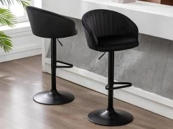 Lot De 2 Tabourets De Bar En Velours Et Métal - Noir - DORALIZ 12 Lot De 2 Tabourets De Bar En Velours Et Métal - Noir - DORALIZ -Vous savez quand c'est un magasin de meubles. tabouret de bar 569787