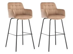 Lot De 2 Tabourets De Bar En Velours Et Métal - Beige - PEGA De Pascal MORABITO