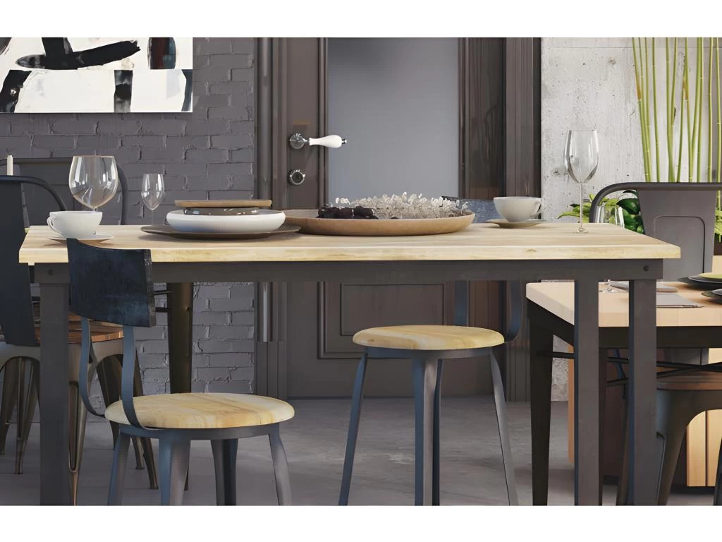 FORGE - Tabouret De Bar Bois Et Acier 4 FORGE - Tabouret De Bar Bois Et Acier – Image 2