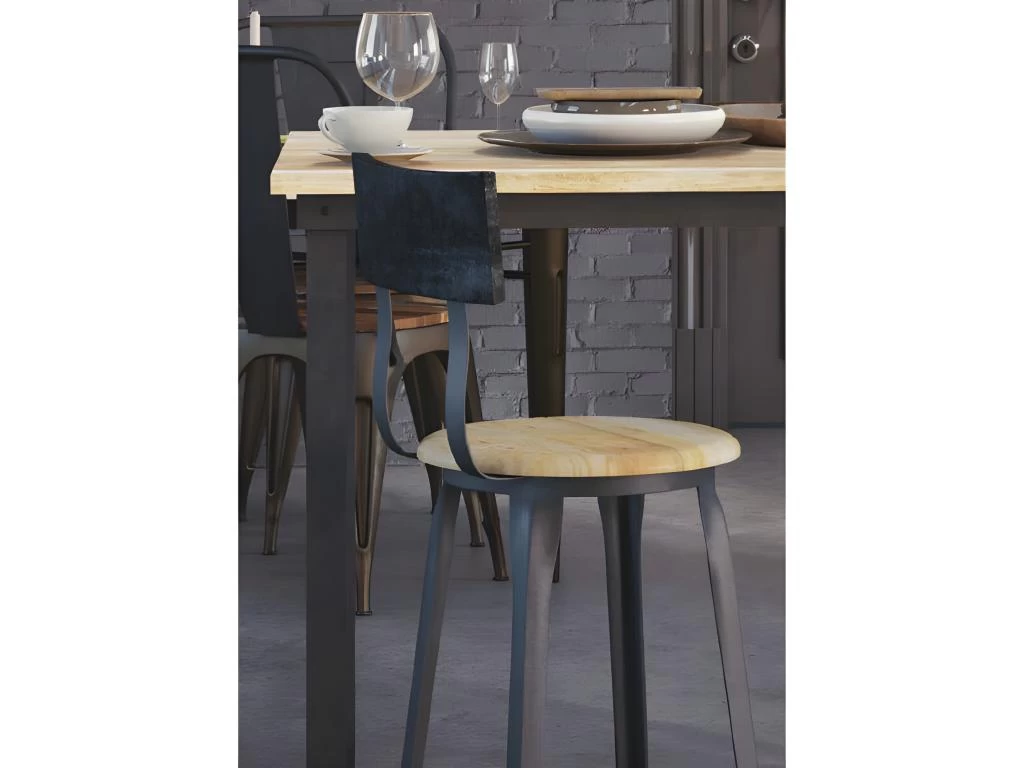 FORGE - Tabouret De Bar Bois Et Acier 5 FORGE - Tabouret De Bar Bois Et Acier – Image 3