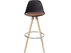 KAYELLES Lot De 2 Tabourets Design Scandinave Coussin SANA (Noir-Marron) -Vous savez quand c'est un magasin de meubles. tabouret de bar 9145525
