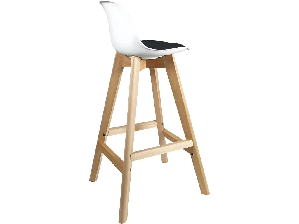 KAYELLES Lot De 2 Chaises De Bar Scandinave MALI (Blanc Noir) 6 KAYELLES Lot De 2 Chaises De Bar Scandinave MALI (Blanc Noir) – Image 4